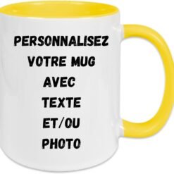 Mug personnalisé avec intérieur et anse jaune
