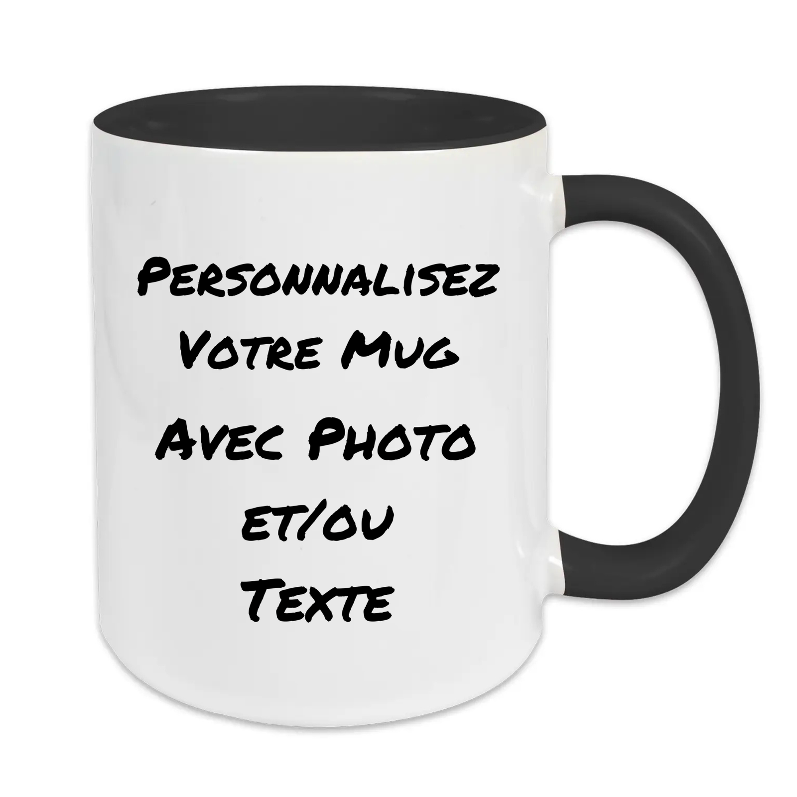 Mug personnalisé anse et intérieur noir