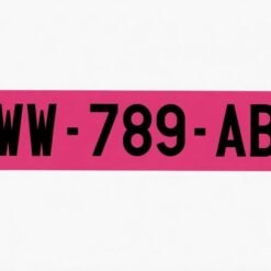 Plaque WW rose provisoire WW-789-AB avec date de fin de validité 01/28