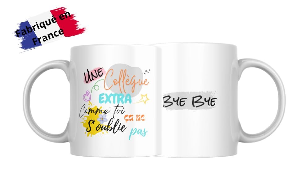 Les deux faces du mug collègue extra côte à côte