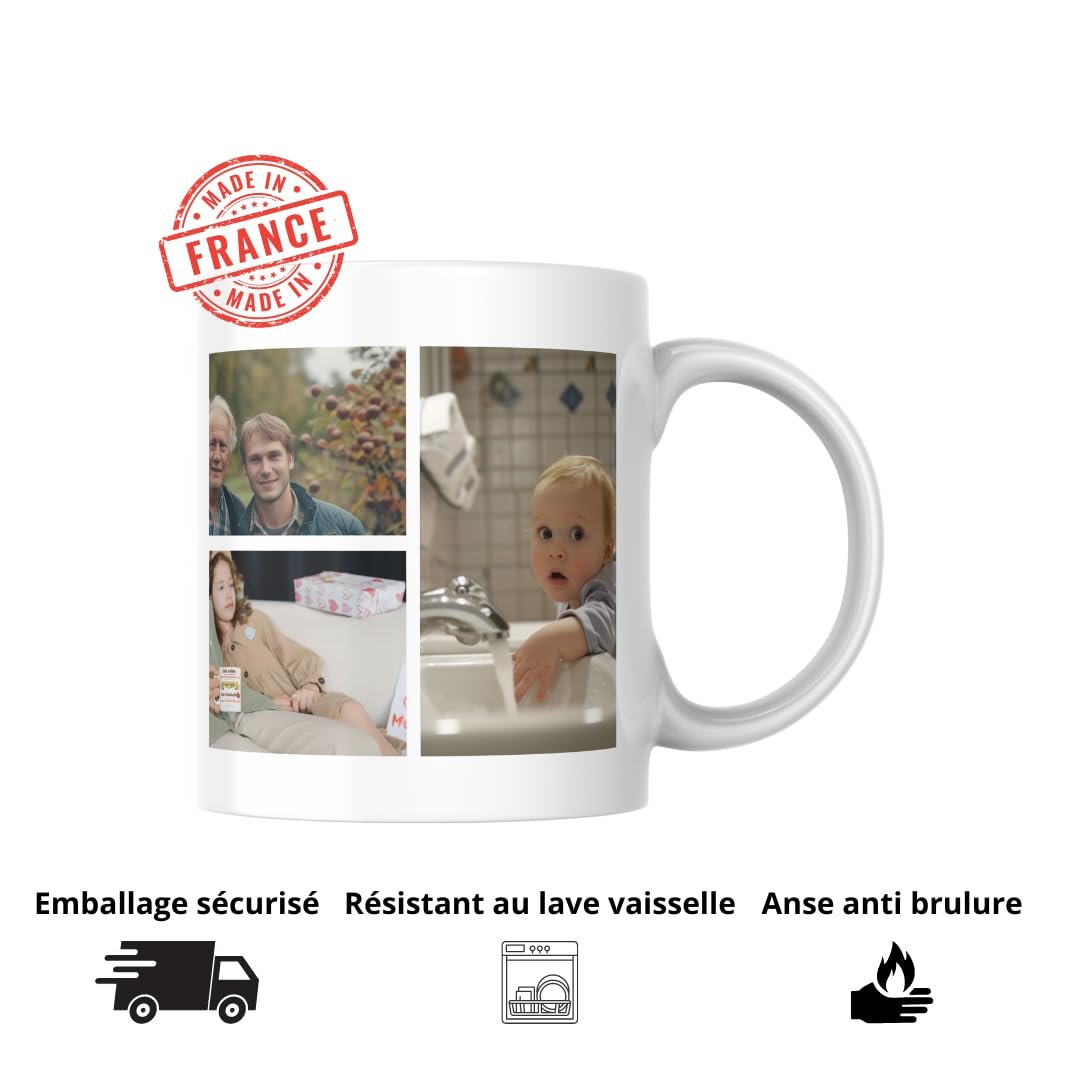 Mug personnalisé plusieurs photos : emballage sécurisé, résistant au lave-vaisselle, anse anti-brûlure