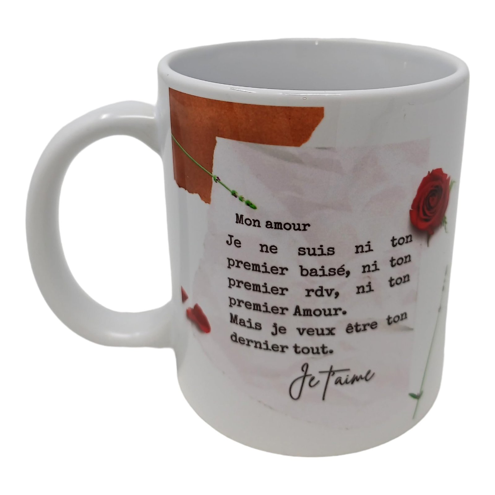Mug lettre d’amour vu de face