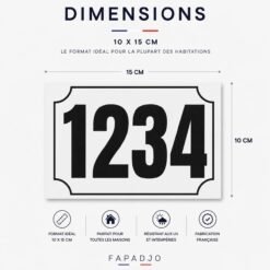 Dimensions de la plaque numéro maison personnalisée : 15 x 10 cm au format paysage