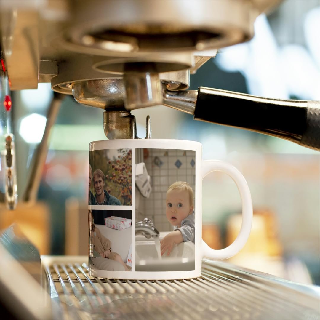 Mug photo personnalisé sous une machine à café