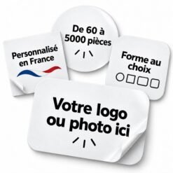 Stickers personnalisés avec votre logo ou photo, de 60 à 5000 pièces, plusieurs formes au choix