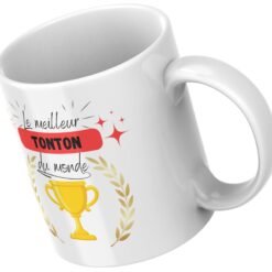 Mug blanc meilleur tonton du monde, laurier et étoiles