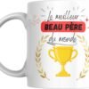 Mug meilleur beau-père du monde avec coupe dorée et bandeau rouge