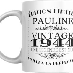 Autre face du mug anniversaire vintage Une légende est née