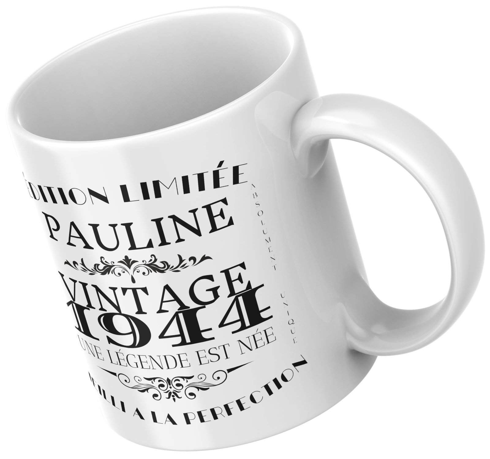 Mug anniversaire personnalisé vintage vu en plongée