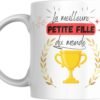 Mug meilleure petite-fille du monde avec coupe dorée et bannière rouge
