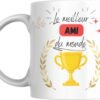 Mug meilleur ami du monde avec coupe dorée et bandeau rouge