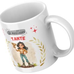 Mug meilleure tante du monde, laurier doré et étoiles
