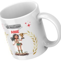 Mug meilleure amie du monde, laurier doré et étoiles rouges