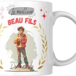 Mug meilleur beau-fils du monde, laurier doré et étoiles