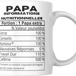 Face arrière du mug papa informations nutritionnelles