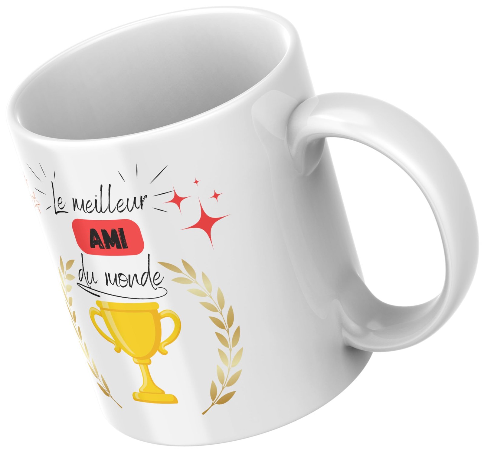 Mug blanc meilleur ami du monde, laurier doré