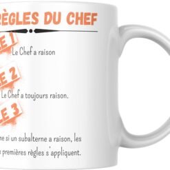Mug Les règles du chef avec les règles 1, 2 et 3 en orange