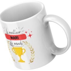 Mug blanc meilleur mari du monde, laurier et étoiles rouges
