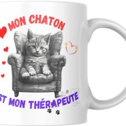 Autre face du mug chat Mon chaton est mon thérapeute