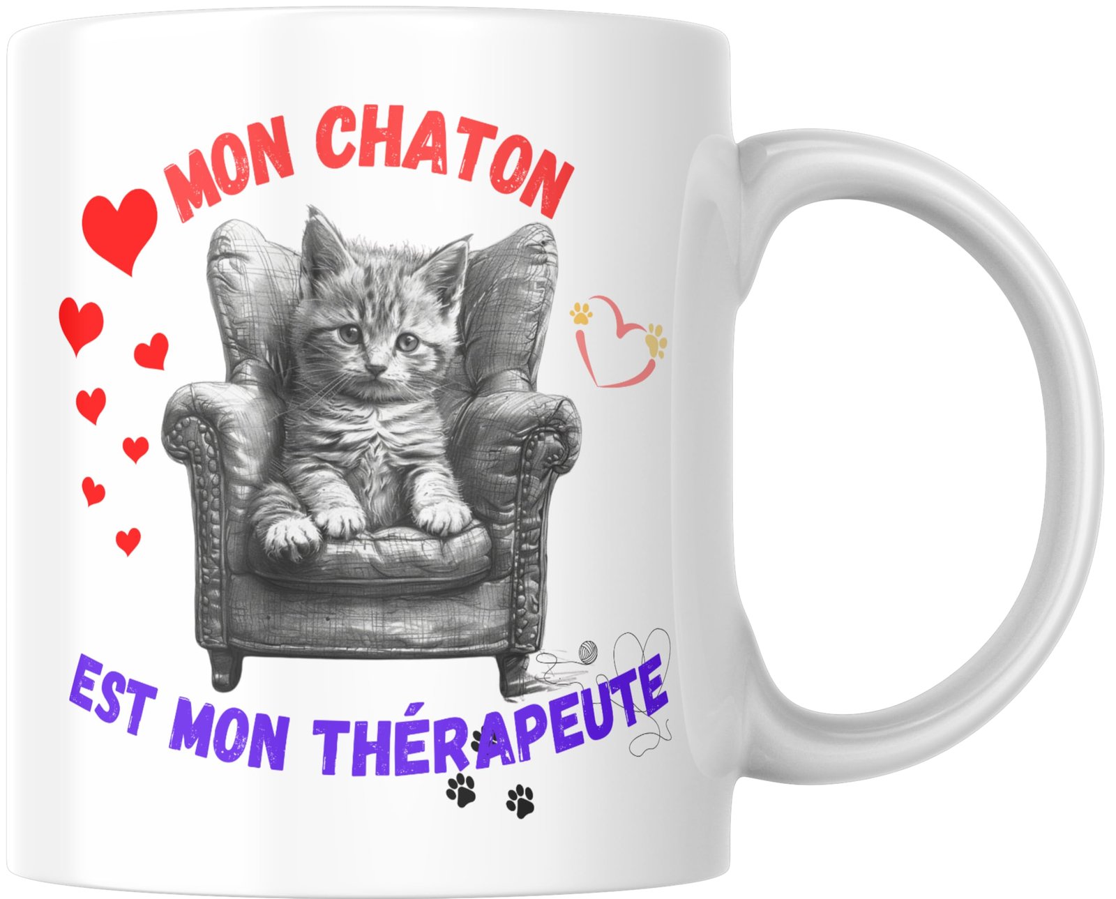 Autre face du mug chat Mon chaton est mon thérapeute