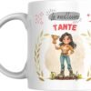 Mug meilleure tante du monde avec jeune femme illustrée tenant une coupe