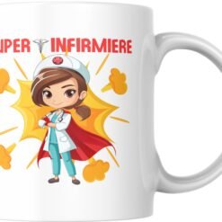 Face arrière du mug infirmière personnalisé avec infirmière super-héroïne