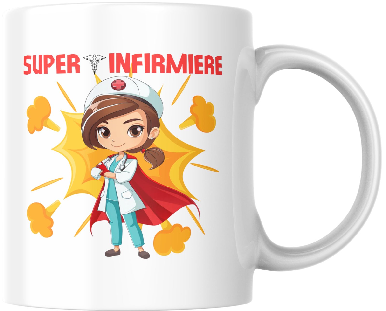 Face arrière du mug infirmière personnalisé avec infirmière super-héroïne