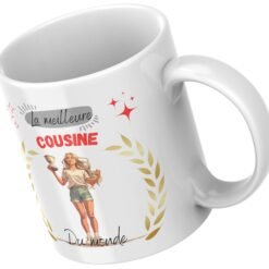 Mug meilleure cousine du monde, laurier doré et étoiles