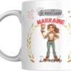 Mug meilleure marraine du monde avec jeune femme illustrée tenant une coupe