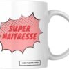 Mug Super Maîtresse dans une bulle de bande dessinée rose