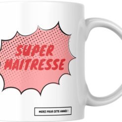 Mug Super Maîtresse dans une bulle de bande dessinée rose