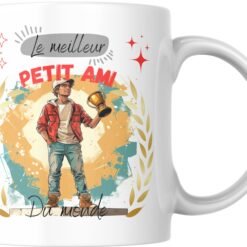 Mug meilleur petit ami du monde, laurier doré et étoiles