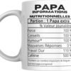 Mug papa humour avec tableau d’informations nutritionnelles Portion 1 papa extra
