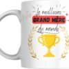 Mug meilleure grand-mère du monde avec coupe dorée et bannière rouge