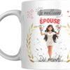 Mug meilleure épouse du monde avec femme illustrée tenant une coupe