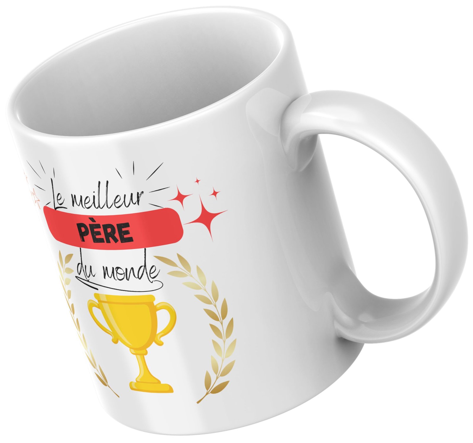 Mug blanc Le meilleur père du monde étoiles rouges