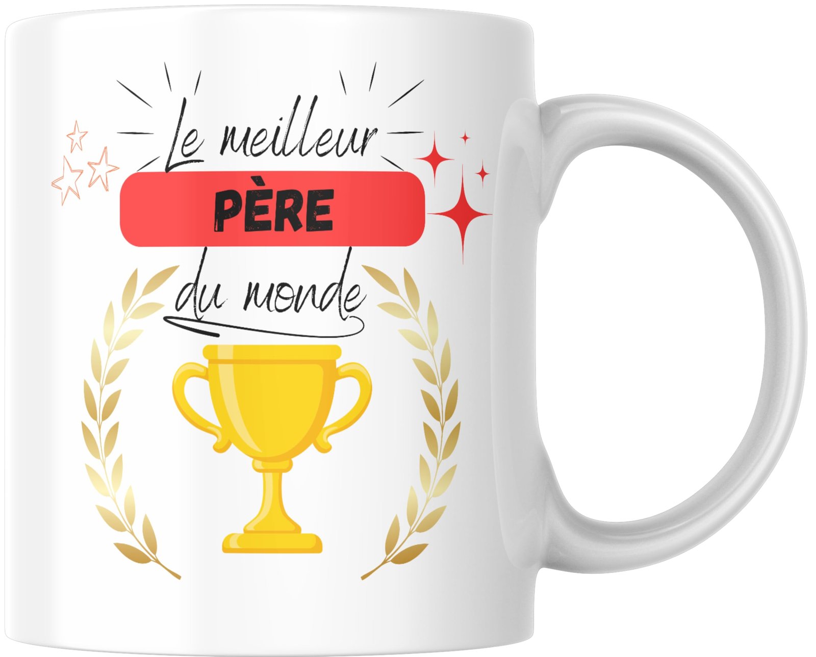 Mug Le meilleur père du monde vu de côté avec couronne de laurier
