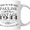 Mug anniversaire personnalisé vintage avec prénom Pauline et année 1944