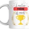 Mug meilleur frère du monde avec coupe dorée et bannière rouge