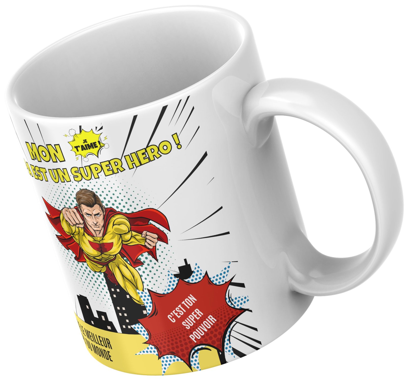 Mug papa super héros vu en plongée