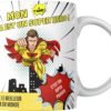 Mug papa super héros avec un papa en cape qui survole la ville