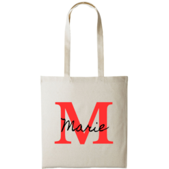 Tote bag personnalisé avec initiale et prénom – Coton naturel