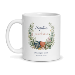 Mug comptable personnalisé avec prénom – tasse cadeau comptable, face avant