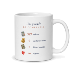 Dos du mug comptable personnalisé : « Une journée de comptable »
