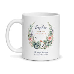 Mug médecin femme personnalisé avec prénom – tasse cadeau médecin femme, face avant