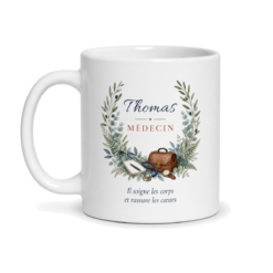 Mug médecin homme personnalisé avec prénom – tasse cadeau médecin homme, face avant