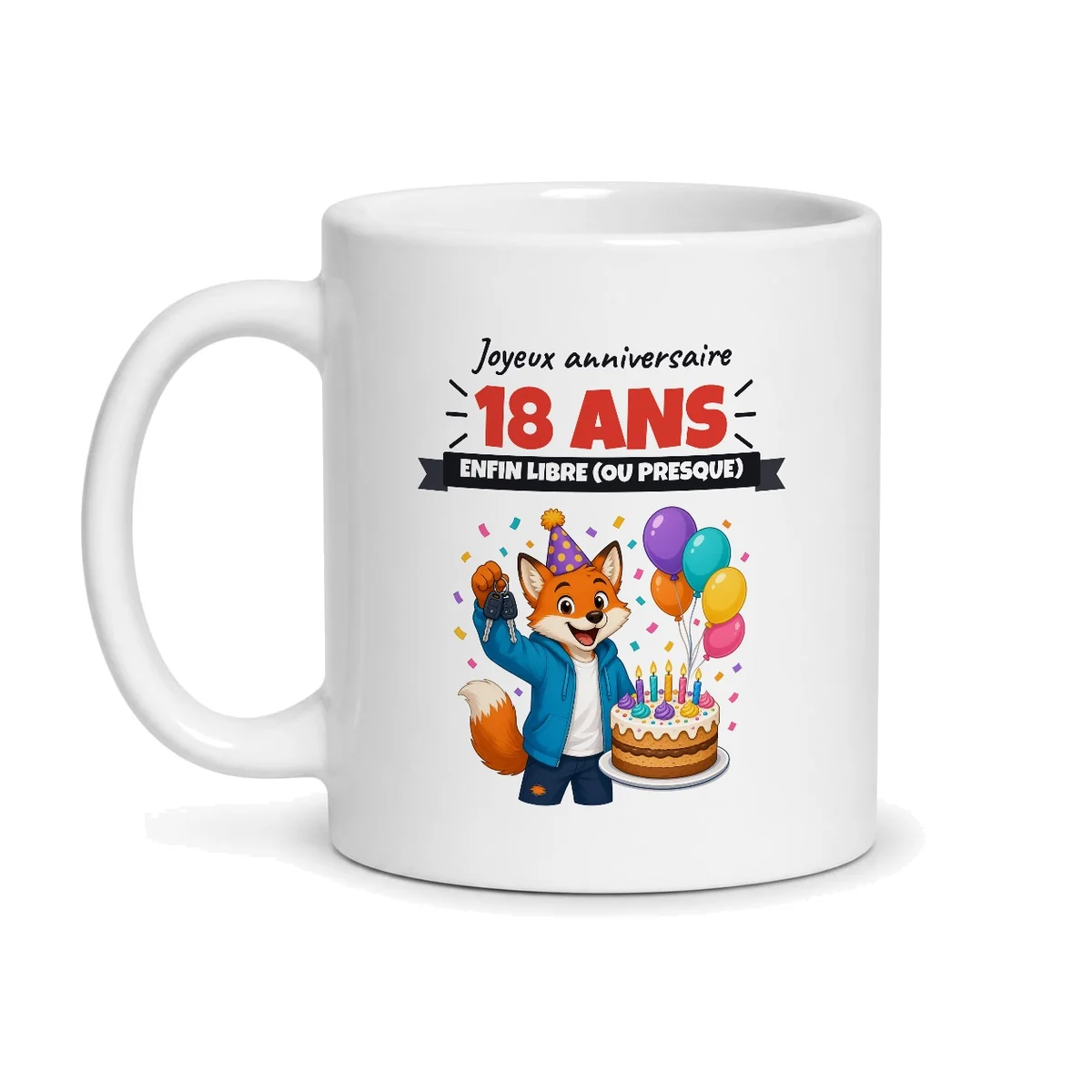 Mug 18 ans – mug blanc vu de face