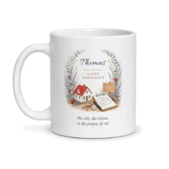 Mug agent immobilier personnalisé prénom – mug blanc vu de face