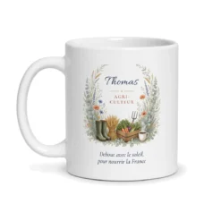 Mug agriculteur personnalisé prénom – mug blanc vu de face