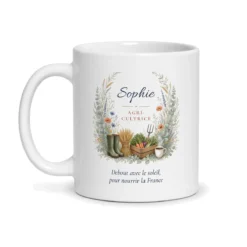 Mug agricultrice personnalisé prénom – mug blanc vu de face